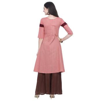 Peach embroidered cotton embroidered-kurtis 4