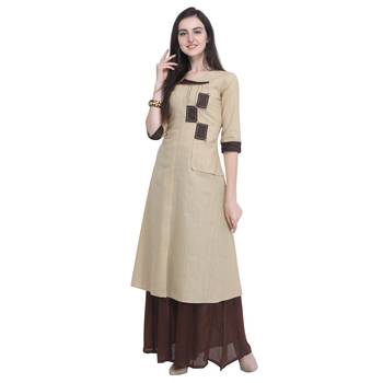 Beige embroidered cotton embroidered-kurtis 1