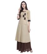 Beige embroidered cotton embroidered-kurtis