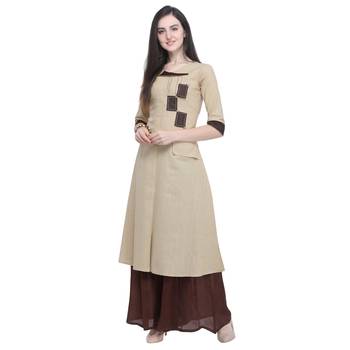 Beige embroidered cotton embroidered-kurtis 2