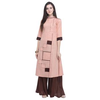 Peach embroidered cotton embroidered-kurtis 1