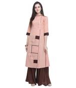 Peach embroidered cotton embroidered-kurtis