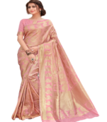 Pink Color Jacquard Silk Printed saree with Blouse