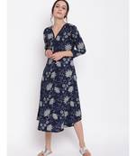 Blue Grey Floral Dress