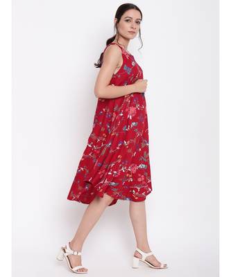 Red Stem Flower Kurta Dress 3