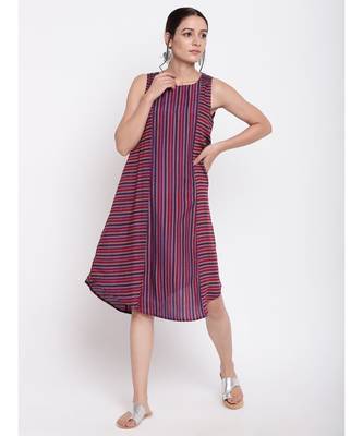 Pink Blue Stripe Kurta Dress 1