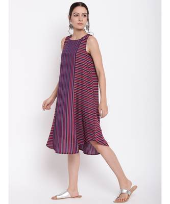 Pink Blue Stripe Kurta Dress 2