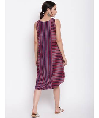 Pink Blue Stripe Kurta Dress 4