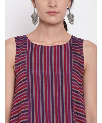 Pink Blue Stripe Kurta Dress 5