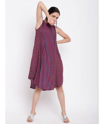 Pink Blue Stripe Kurta Dress 6