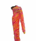 MultiColor Printed Georgette Shibori Leheriya Sari With Running Blouse