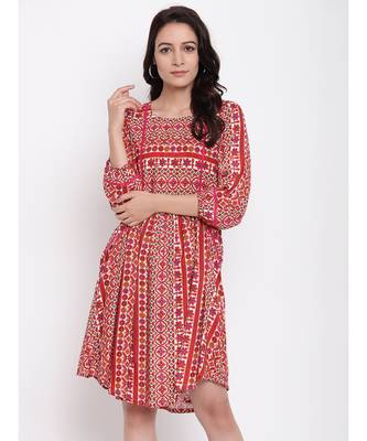 RK Print Gathered Dress 1