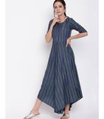Blue Green Stripe Flared Dress