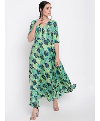 Green Floral Button Dress 1