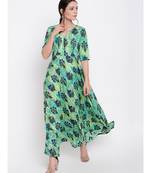 Green Floral Button Dress