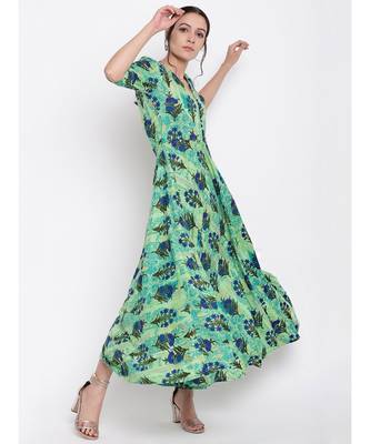 Green Floral Button Dress 2