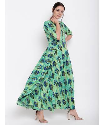 Green Floral Button Dress 3