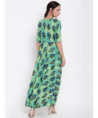 Green Floral Button Dress 4