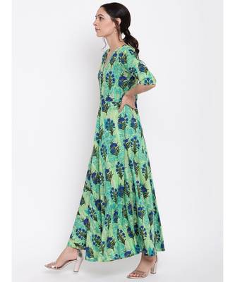 Green Floral Button Dress 6