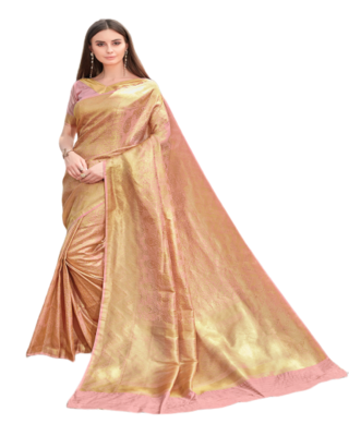 Multi Color Jacquard Silk Printed saree with Blouse 1