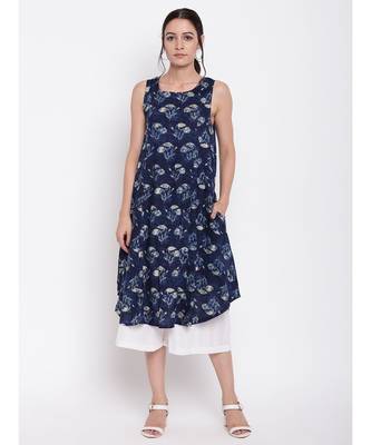 Blue White Floral Kurta Set 1