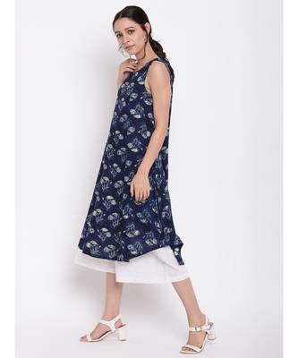 Blue White Floral Kurta Set 2