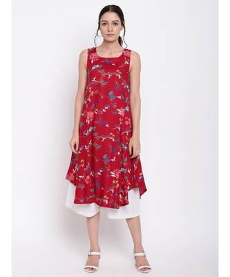 Red Stem Flower Kurta Set 1