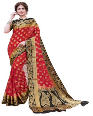 Red Color Nylon With Diamond Nylon saree with Blouse 1