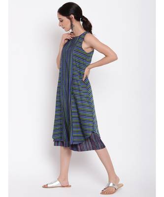 Blue Green Stripe Kurta Set 2