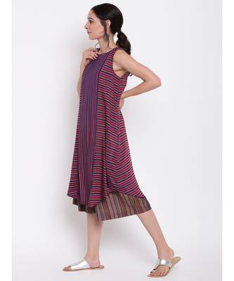 Pink Blue Stripe Kurta Set 2