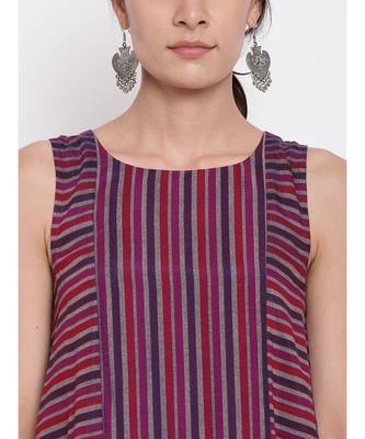 Pink Blue Stripe Kurta Set 4