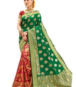 Green brasso art silk saree with blouse