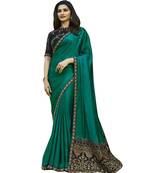 Green embroidered silk saree with blouse