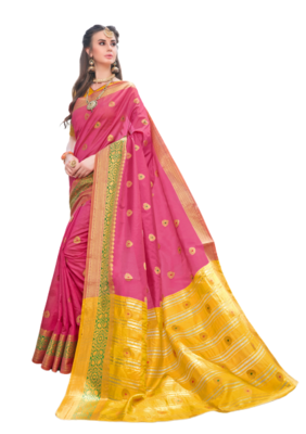 Pink Color Banarasi Silk Dyed saree with Blouse 1