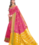 Pink Color Banarasi Silk Dyed saree with Blouse
