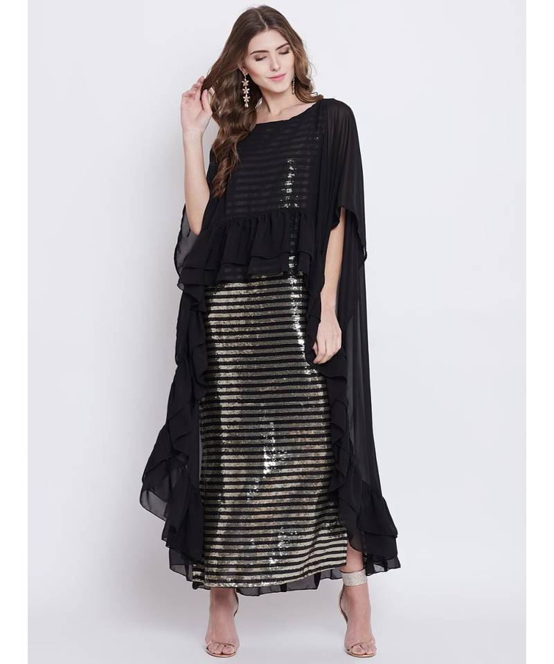 Shimmer Golden Cape Dress