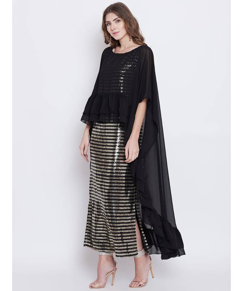 Shimmer Golden Cape Dress