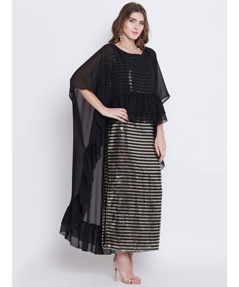 Shimmer Golden Cape Dress