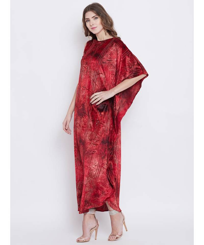 Shimmery Velvet Assymetreic Kaftan Dress