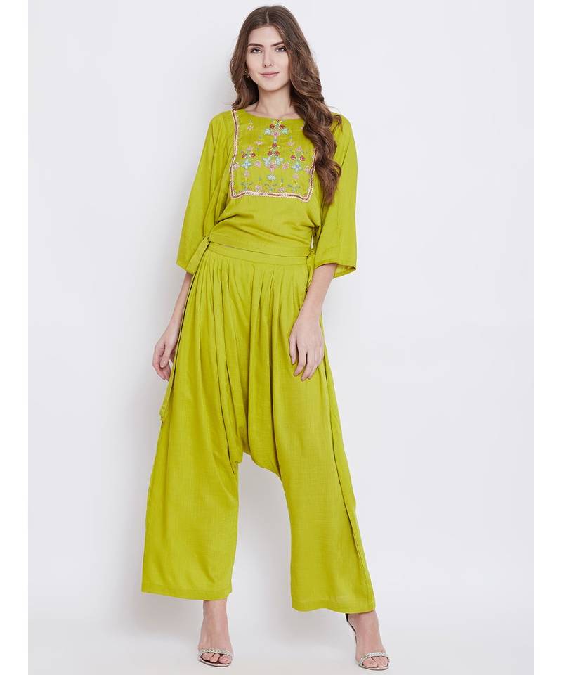 Green Elegance Embellished Top set