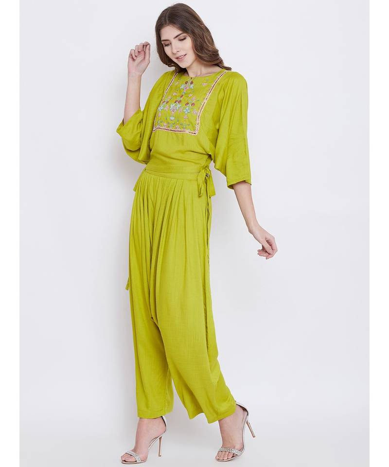 Green Elegance Embellished Top set
