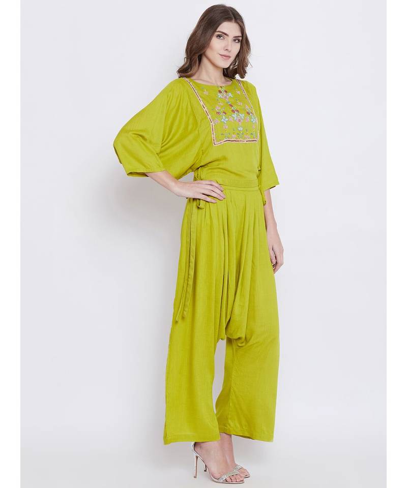 Green Elegance Embellished Top set