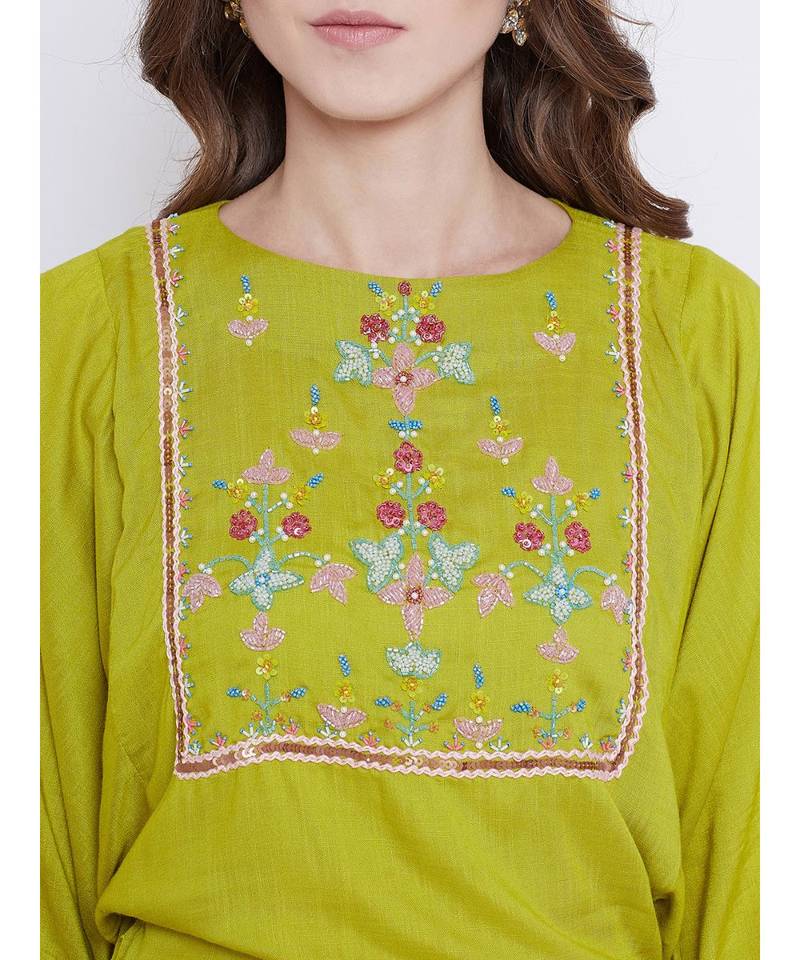 Green Elegance Embellished Top set
