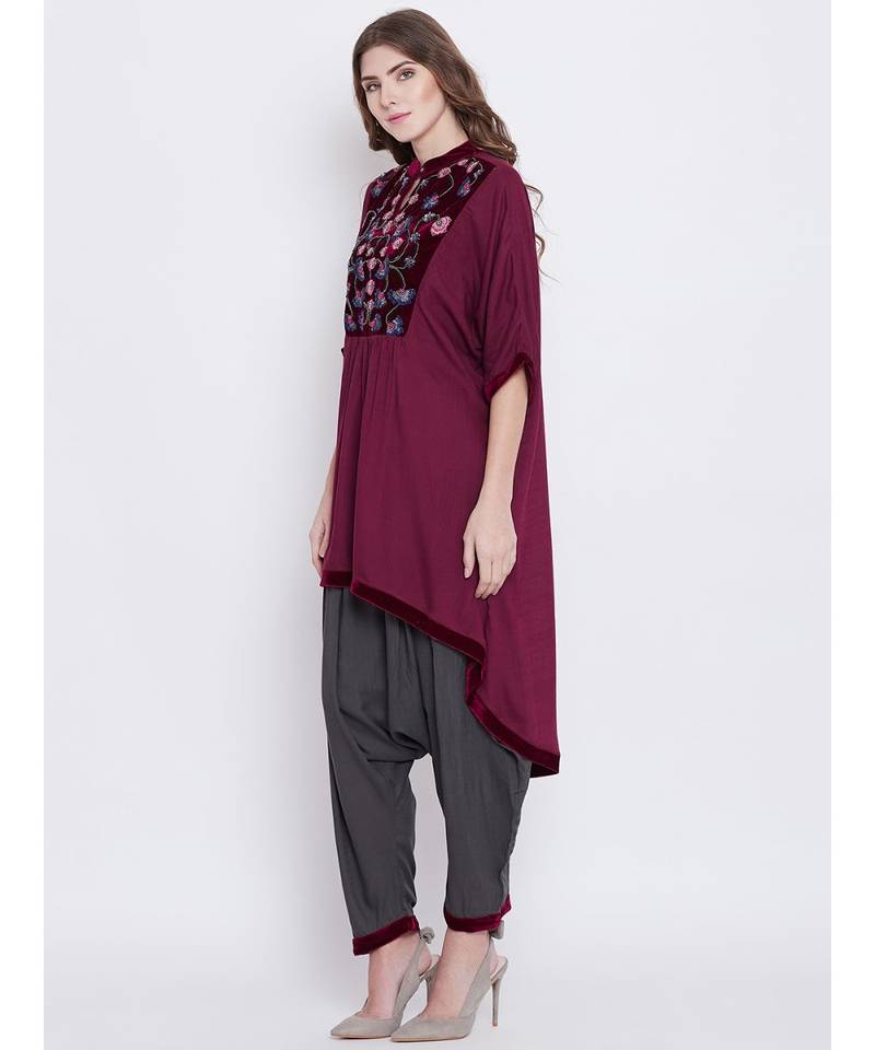 Maroon mystic Embellished Kurta set