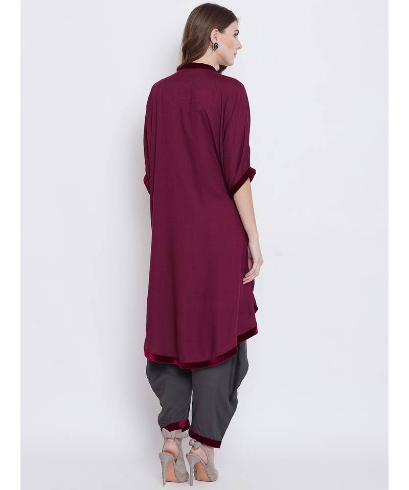 Maroon mystic Embellished Kurta set