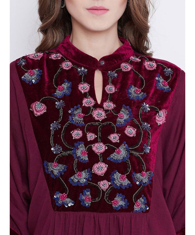Maroon mystic Embellished Kurta set