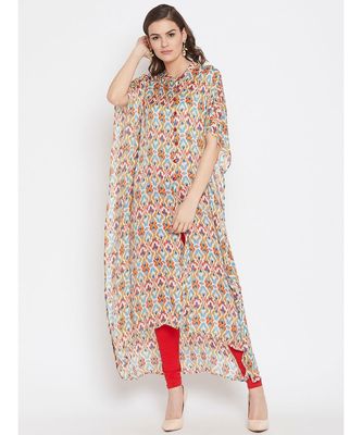 Color Splash Front Open Kaftan Kurta - The Kaftan Company - 3027814