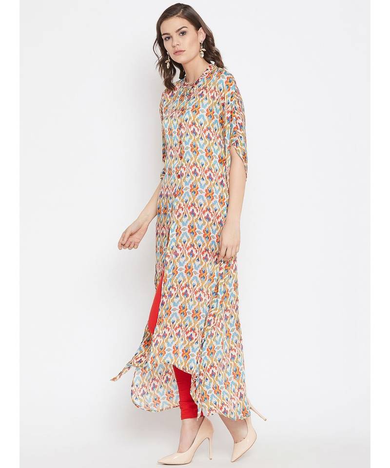 Color Splash Front Open Kaftan Kurta
