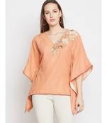 Peach Embellished Kaftan Top