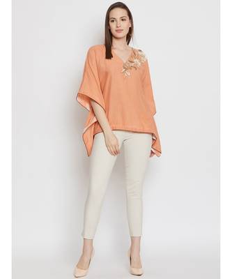 Peach Embellished Kaftan Top 2